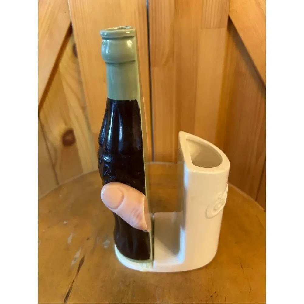 Coke Coca Cola Ceramic Bottle Hand Napkin Straw Holder Collectible Table Decor (